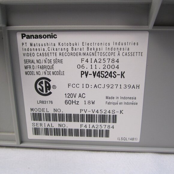 Panasonic 4 Head Omnivision Silver Hi Fi Stereo VCR PV-V4524S -No Remote-Works - Picture 2 of 13